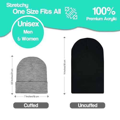 Thick Winter Beanie for Men Women Stretchy Thermal Knit Premium Cuffed Hat Skull Cap Toboggan