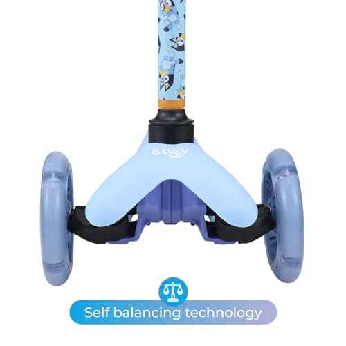 Self Balancing Kick Scooter with Light Up Wheels, Extra Wide Deck, 3 Wheel Platform, Foot Activated Brake, 75 lbs Limit, Kids & Toddlers Girls or Boys, for Ages 3 and Up