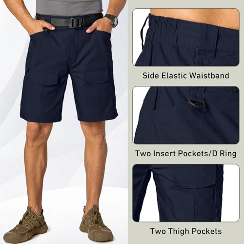 Mens Cargo Tactical Shorts Navy Blue 38 Inch - Durable Work Hiking Tool Shorts
