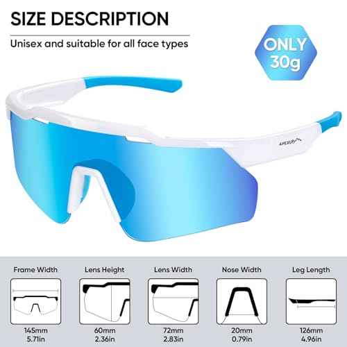 APEXUP Sports Polarized Sunglasses for Men Women, UV400 Protection Men's Sunglasses for Cycling, Fishing
