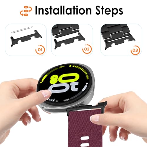22mm Watch Band Connectors Compatible with Samsung Galaxy Watch 8 40mm/44mm/Classic 46mm - Stainless Steel Adapters