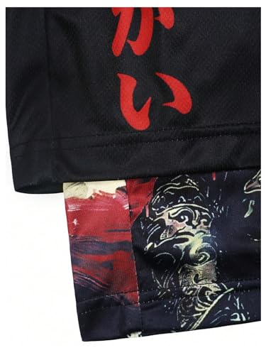 Men's 2 in 1 Gym Shorts with Letter Print & Pockets - Large / Black