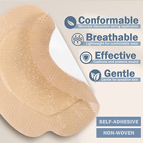 Everlit Sacrum Silicone Foam Dressing 7x7 Inches 5 Pack Waterproof Wound Care