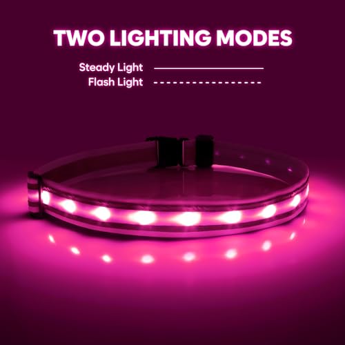 Illumifun LED Running Belt - USB Rechargeable Light Up Sash, High-Visibility Elastic Waistband Light for Running Cycling Hiking Camping Nighttime Activities