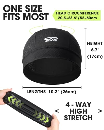 3-Pack Breathable Mesh Skull Cap Helmet Liners - One Size Black & White
