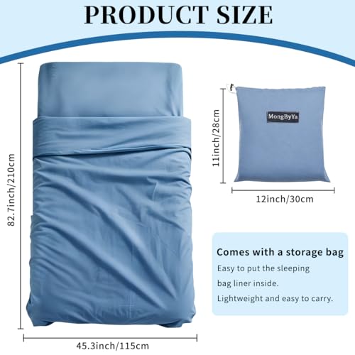 Sleeping Bag Liner - Mystic Blue, 82.7 x 45.3 inches, Ultralight 4 Seasons Travel Sheet
