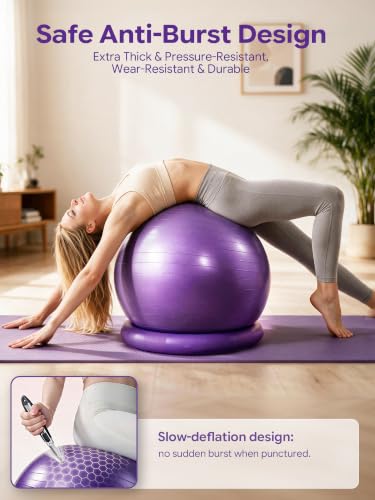 26-Inch Anti-Burst Pregnancy Exercise Ball with Non-Slip Base BPA-Free PVC