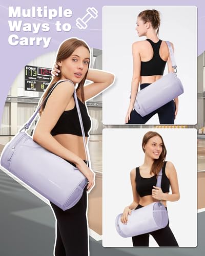 A2 Purple Small Waterproof Gym Bag with Wet Pocket - Women's Fitness Duffle