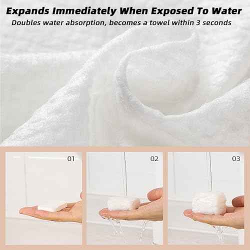 Disposable Compressed Face Towel, 28Pcs Portable Compressed Towel Tablets, Thicker Super Absorbent Disposable Washcloths for Travel, Camping Hiking, Beauty Salon, Daily Use,Outdoor