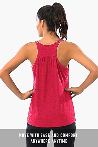 Hibelle Womens Watermelon Red Yoga Tank Top - Medium, Racerback Workout Shirt