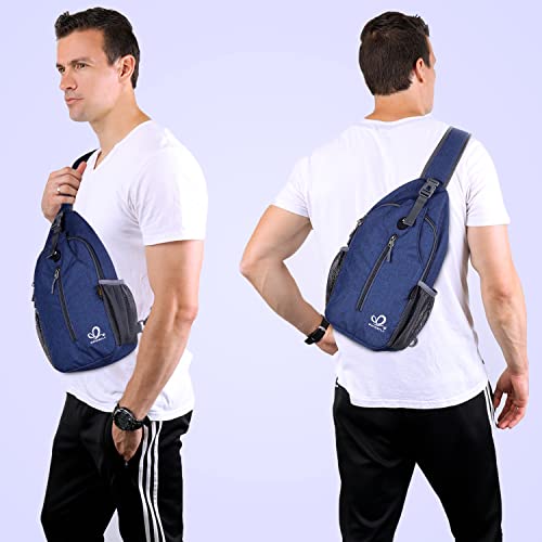 Waterfly Crossbody Sling Backpack for Travel Hiking - Navy Blue Small