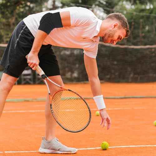 Amabro Volleyball Elbow Pads, Compression Elbow Pads Breathable Elbow Wraps with Thick Sponge Arm Brace Support Fitness Arm Knee Protector Band for Women Men Girls Boys Sports, Pack of 2(Black)