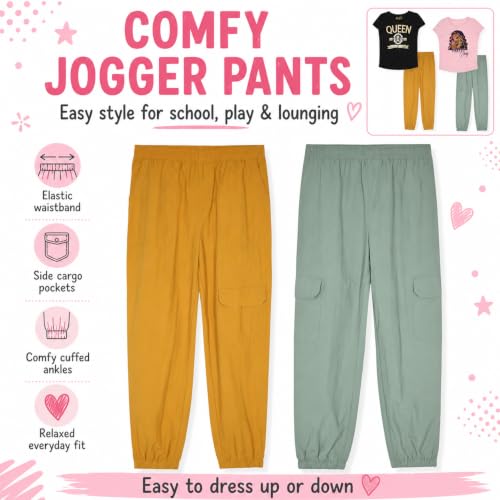 Girls Jogger Pants Set with Glitter & Foil Graphic Fleece Lounge Pants - 4 Pack