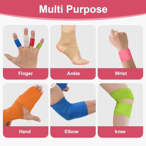 Self Adhesive Elastic Bandage Wrap 2 Inch - Black, 20 Rolls for Sports & Pet Vet Use