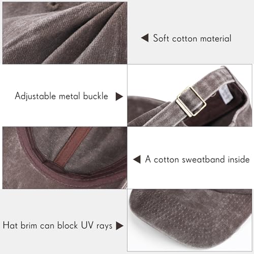 Geyoga 4 Pieces Washed Cotton Baseball Cap Adjustable Twill Plain Hat Unisex Baseball Cap Vintage Hat