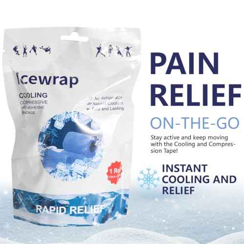 Ice Tape Self Sticking Ice Wrap 2 Pcs Instant Cooling Tape Compression Elasticated Cold Bandage Athletic Muscle Bandages for Pain and Swelling 10cm x 4.5m