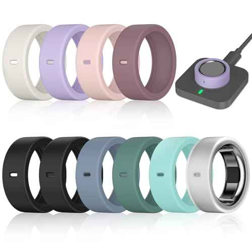 10 Pack Ring Cover Compatible with Oura Ring Gen 4/4 Ceramic, Oura Ring Gen 3 Horizon/Heritage, Surport Charging with Cover on, Anti-Scratch Elastic Silicone Ring Protector for Men Women Working Out