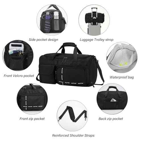 MAXTOP Gym Bag for Women Men Travel Duffle Bag Large Capacity Carry On Weekender Overnight Bag With Shoe Compartment Gym Tote Dry Wet Separation Duffel Bag for Travel