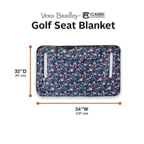 Classic Accessories for Vera Bradley Water-Resistant Golf Seat Blanket, 54 x 32 Inch, Flamingo Garden