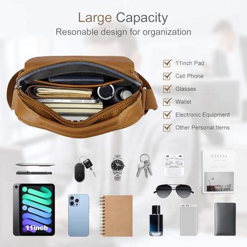 Brown Leather Men’s Shoulder Bag Crossbody Purse Messenger Satchel