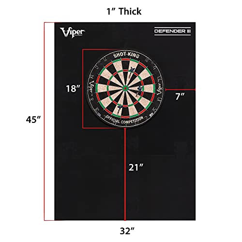 Viper Defender III Extended Length Dartboard Surround Wall Protector, Fits 17.75" and 18" Bristle Dartboards, Compression-Fit Easy Mounting, 45" H x 32" W x 1" Thickness