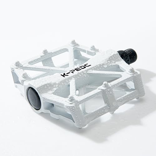 GPMTER Bike Pedals 9/16 White - Anti-Skid Aluminum Alloy MTB Road Bicycle Flat