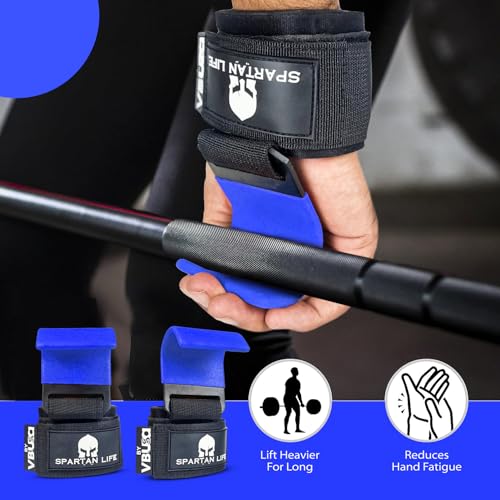 Victorbudo USA Weight Lifting Hooks Heavy Duty Power Lifting Wrist Straps Pull Ups Deadlift Grips Power Lifting Hooks Padded Workout Straps for Weightlifting Gym Gloves for Men & Women (XL, Blue)