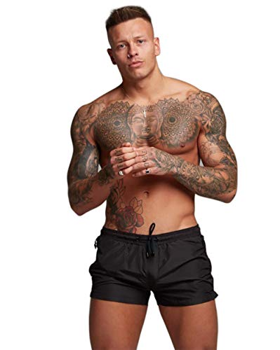 Men's Quick Dry Swim Trunks with Zipper Pockets and Mesh Lining