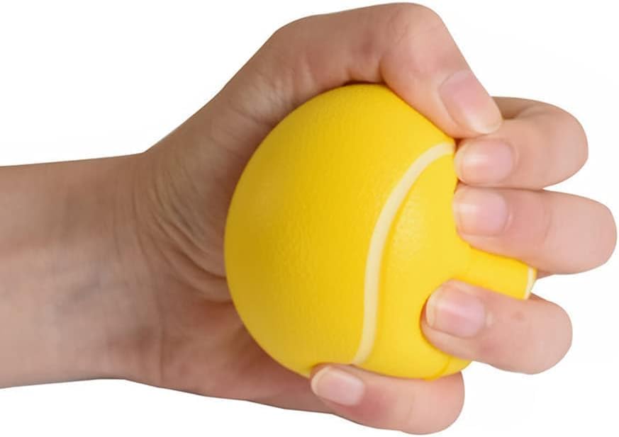 Hand Exercise Stress Relief Ball, Yellow Tennis Ball, Soft Squeeze Ball for Resistance Training, Anxiety Relief for Teens & Adults