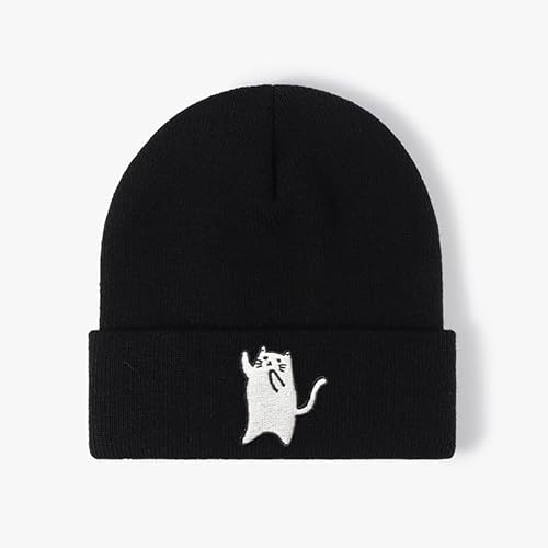 Cute Funny Cat Knit Beanies, Fashion Cozy Hat for Cat Lovers, Winter Beanie for Women and Men