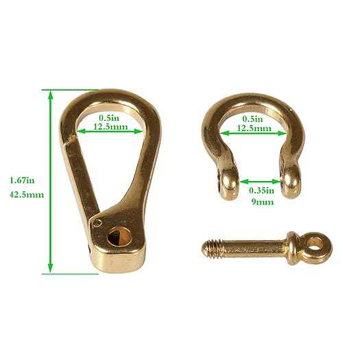 Brass Keychain Clip Detachable U Shackle for Fob Wallet Chain Accessory horseshoe keychain