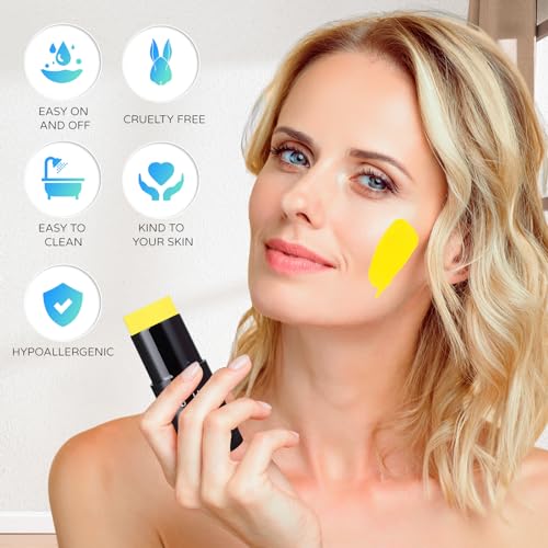 Go Ho Yellow Face Body Paint Stick,Washable Yellow Face Paint Stick,Non-toxic Full-coverage Cream Body Paint for Adults Children Halloween Cosplay SFX Makeup