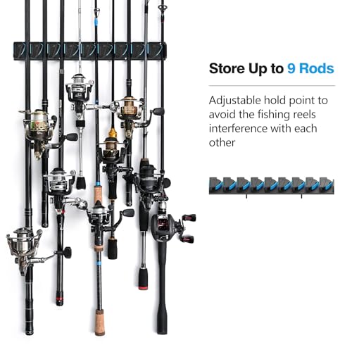 RESTCLOUD Fishing Rod Holder Vertical 3 Slots Blue 9 Slots Storage Rack
