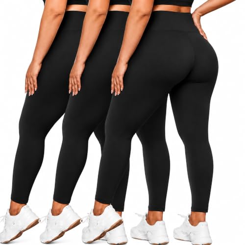 Plus Size High-Waisted Stretchy Leggings for Women 26 Inch 4X-Large Black