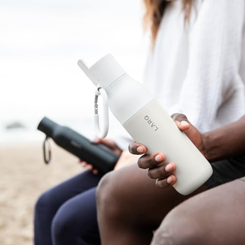 Insulated Stainless Steel Water Bottle with Filter Straw - 17 oz Granite White - Leakproof & BPA-Free