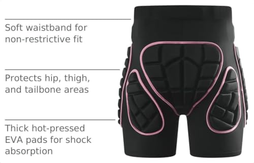 Snowboarding Padded Shorts Impact Protection for Women Men - Pink XL