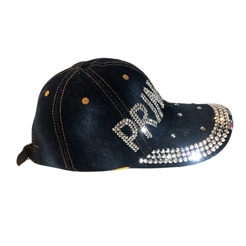 Popfizzy Bling Hat for Women, Rhinestone Baseball Cap, Bedazzled Distressed Denim Hats, Birthday Gifts for Women, Adjustable