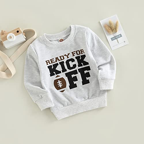 Toddler Halloween Pumpkin Sweatshirt Boy Girl 12-18 Months Fall Costume Ready for Kick Off