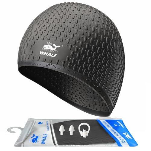 Whlae Extra-Large Swim Cap, Featuring A Durable Silicone Strap and Waterproof Ear Design, Suitable for Long Hair, Thick Curly Hair and African Braids