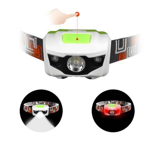 MENCH Headlamp for Kids & Adults,2 Packs Outdoor Camping Hiking Running Head lamp with White & Red Light, IPX4 Waterproof LED Headlight with Adjustable Headband,6 AAA Batteries Included