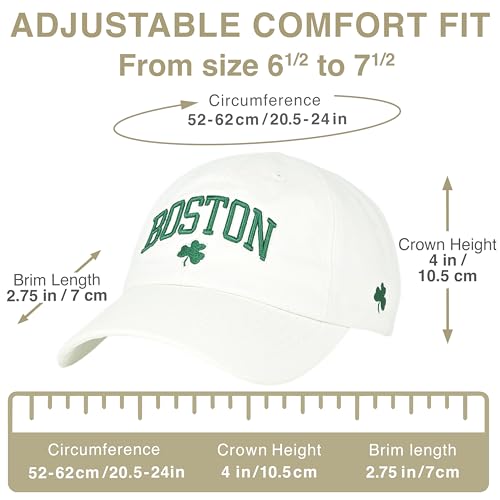 Unstructured White Irish Shamrock Cotton Dad Hat - Low Profile Cap for Men & Women