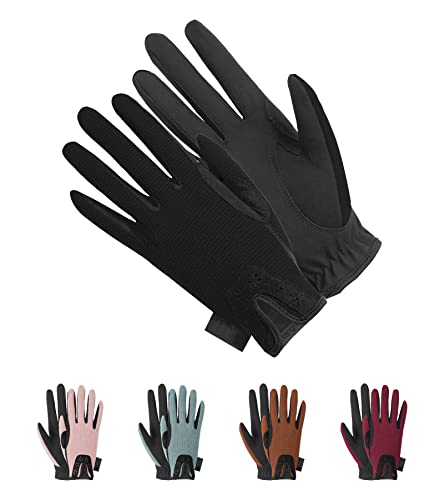 Women Horse Riding Gloves Winter Equestrian Gloves Black Medium