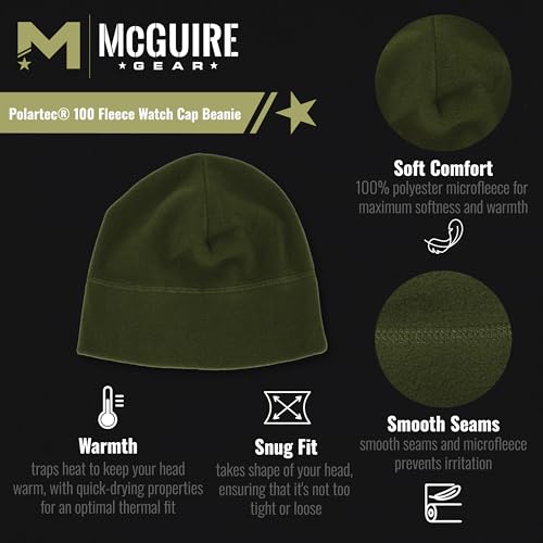 M MCGUIRE GEAR GI Polartec 100 Fleece Watch Cap Beanie, Lightweight Fitted Cap, Tactical Gear & Warm Winter Hat - Made in USA