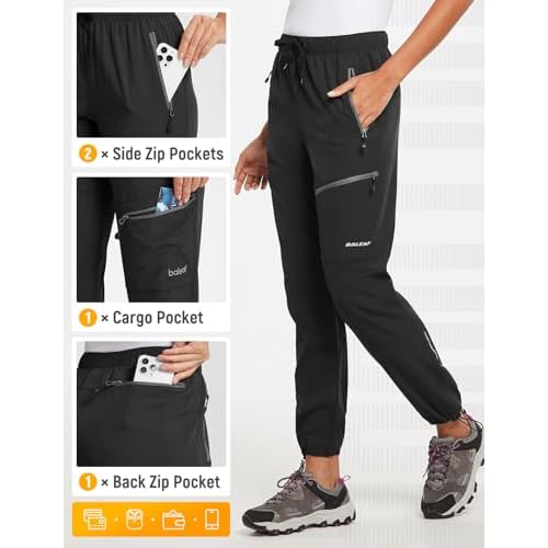 baleaf Women's Hiking Pants Quick Dry Lightweight Water Resistant Elastic Waist Cargo Pants for All Seasons