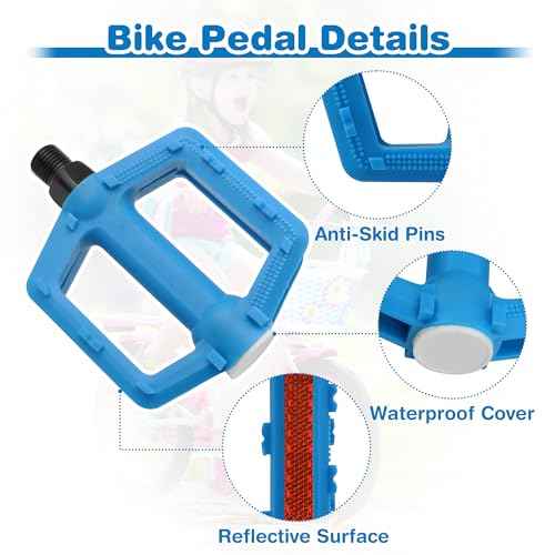 MEGHNA Kids Bike Pedal 1/2 inch Thread Universal Pedals Lightweight Non - Slip Bicycle Pedal Flat Pedal Nylon Kids Size for Kids Bike Mountain Bike Cruiser Bike BMX Freestyle Folding Bike