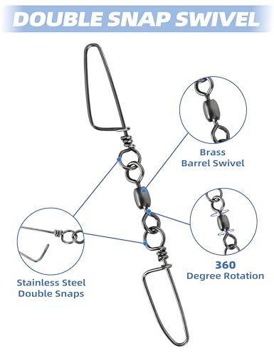 75lb Double Snap Swivels Stainless Steel Saltwater Fishing Tackle Connector