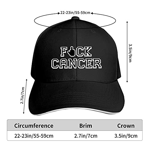 Adult Baseball Cap Fuck Cancer Custom Adjustable Sandwich Cap Black One Size