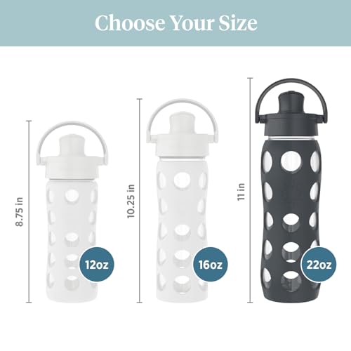 Lifefactory 22oz Glass Water Bottle with Active Flip Cap - Carbon