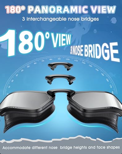 Greatever Adult Swim Goggles Anti-Fog UV Wide View - Black Silver Lens