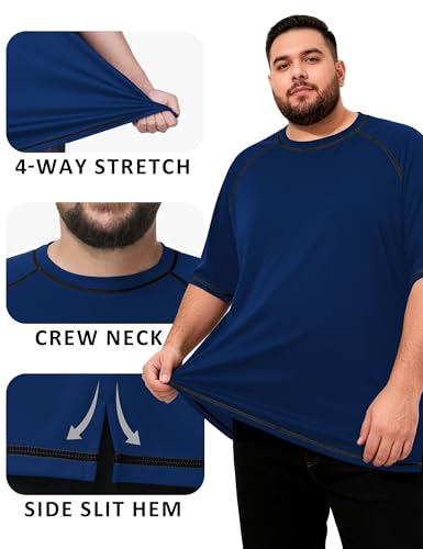 Roadbox Big & Tall Men's Swim Shirt UPF 50+ Short Sleeve Rash Guard 3X-Large Blue